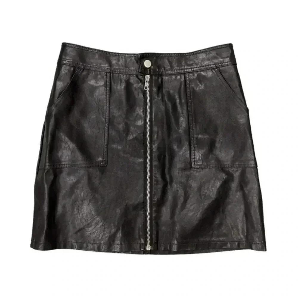 Vegan Leather Black Skirt Sz Small